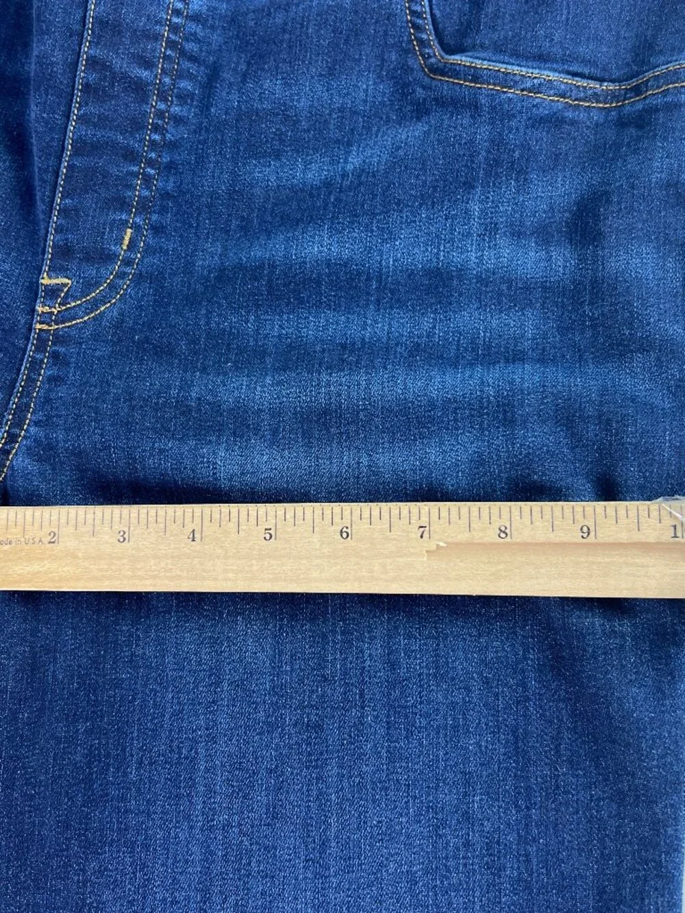 Spanx Jeans Women Petite 35x31* Pull On Flare High Rise Dark Blue Denim Tag 1X P